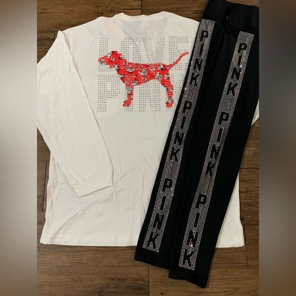 PINK VS FLORAL BLING RHINESTONE DOG TSHIRT/ YOGA LEGGINGS OUTFIT SET XL - Picture 7 of 15